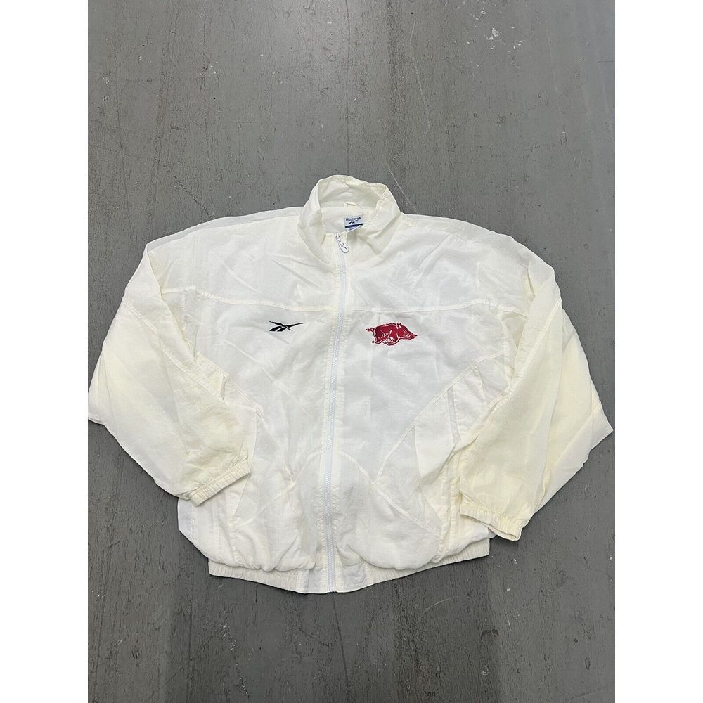 VTG 90s Reebok Arkansas Razorbacks‎ Jacket Big Logo White XL